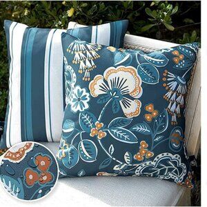 Phantoscope Waterproof Decorative Pillow Covers | Set of 2 | 18x18 | Dark Blue